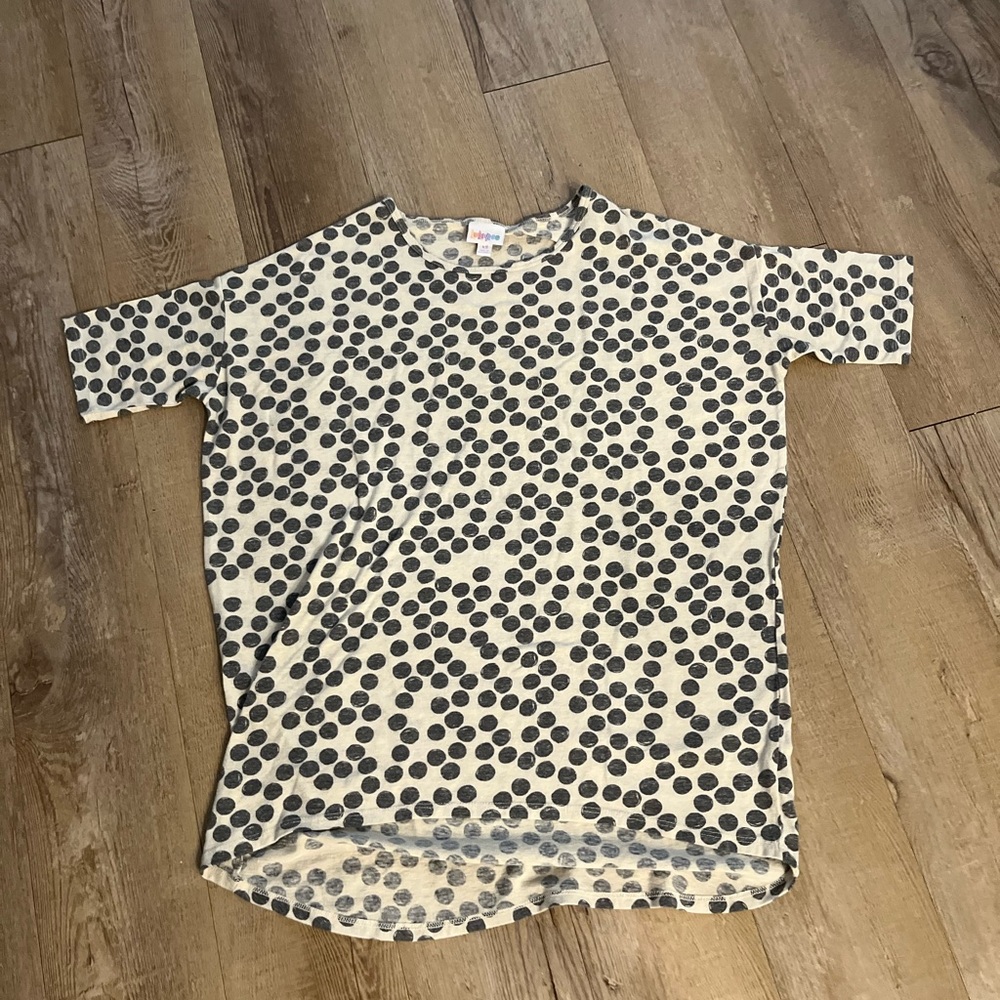 LuLaRoe Black and Cream Polka Dot Top